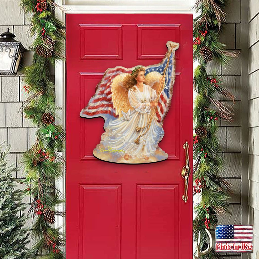 American Freedom Angel Holiday Door Decor by D. Gelsinger - American Christmas Decor - 8461021H-0107