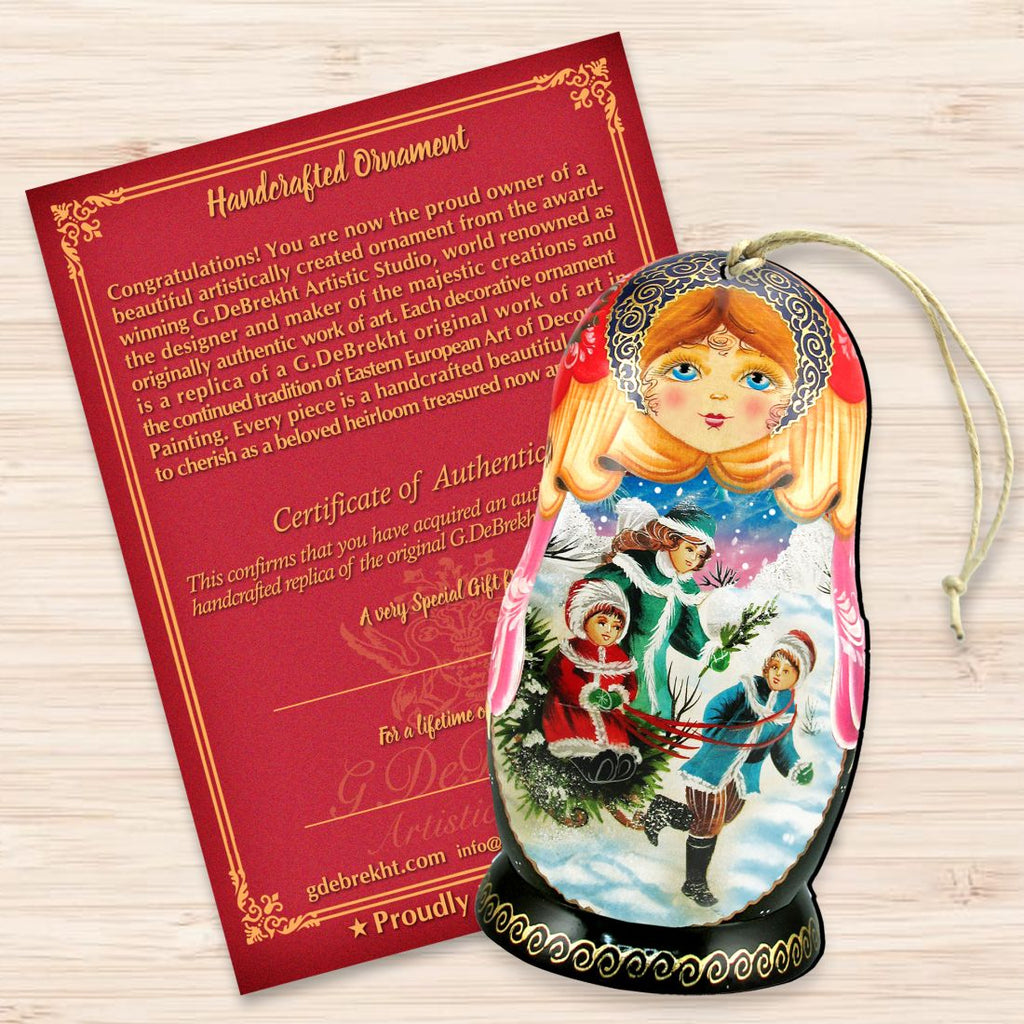Children Play Matreshka Wooden Ornaments by G. DeBrekht - Christmas Decor - 8110762
