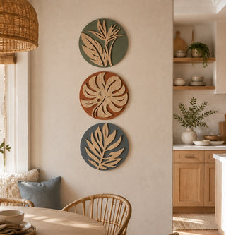 Tropical Botanical Wall Art Set of 3 – Organic Elements Collection - G987006