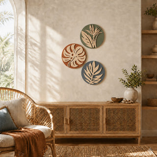 Tropical Botanical Wall Art Set of 3 – Organic Elements Collection - G987006