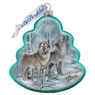 Wolves Tree Glass Ornament by G. DeBrekht - Wildlife Holiday Decor - 762-019