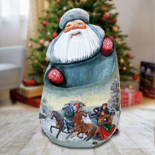 Santa Sleigh Ride Hand-Painted WOODCARVED Masterpiece by G. DeBrekht - Christmas Decor - 821571 *** PRE-ORDER - Handmade Just for You! ***