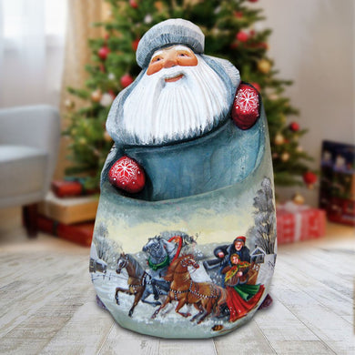 Santa Sleigh Ride Hand-Painted WOODCARVED Masterpiece by G. DeBrekht - Christmas Decor - 821571 *** PRE-ORDER - Handmade Just for You! ***