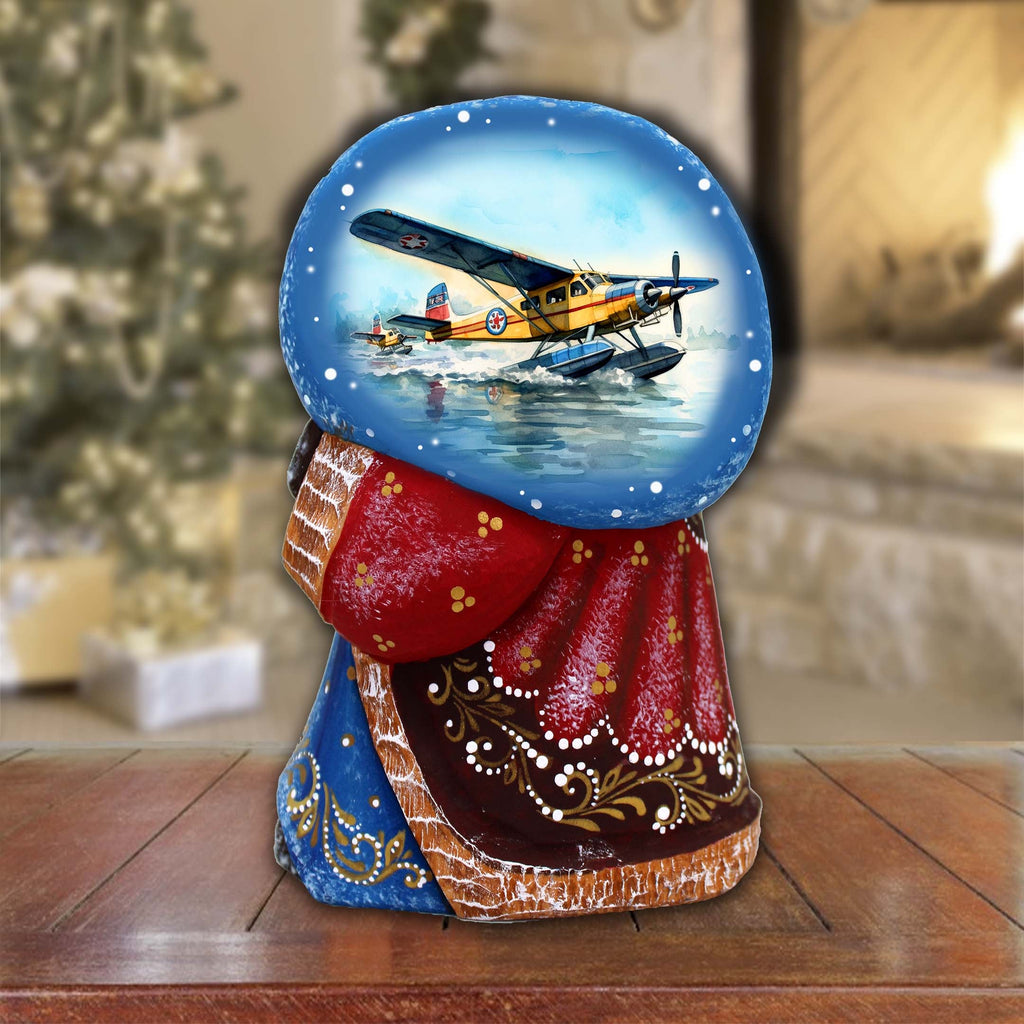 Airplane Santa with Bag Hand-Painted WOODCARVED Masterpiece by G. DeBrekht - Christmas Decor - 8215564