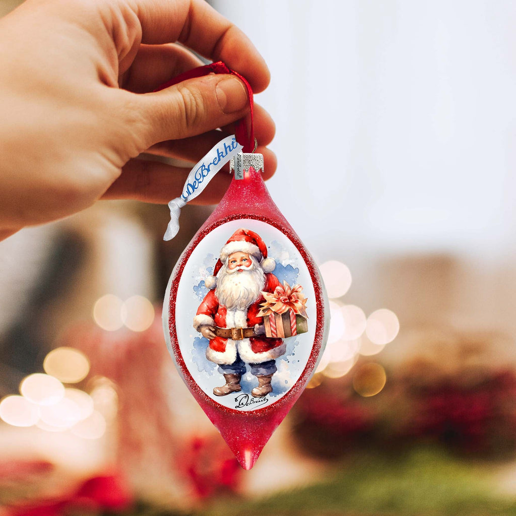 Magical Moments Santa Drop Glass Ornament by G. Debrekht - Christmas Santa Snowman Decor - 757-046