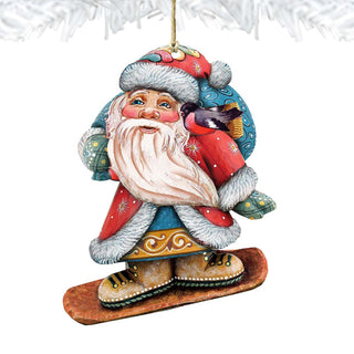 Downslope Santa Christmas Wooden Ornaments by G. DeBrekht - Christmas Santa Snowman Decor - 8119171