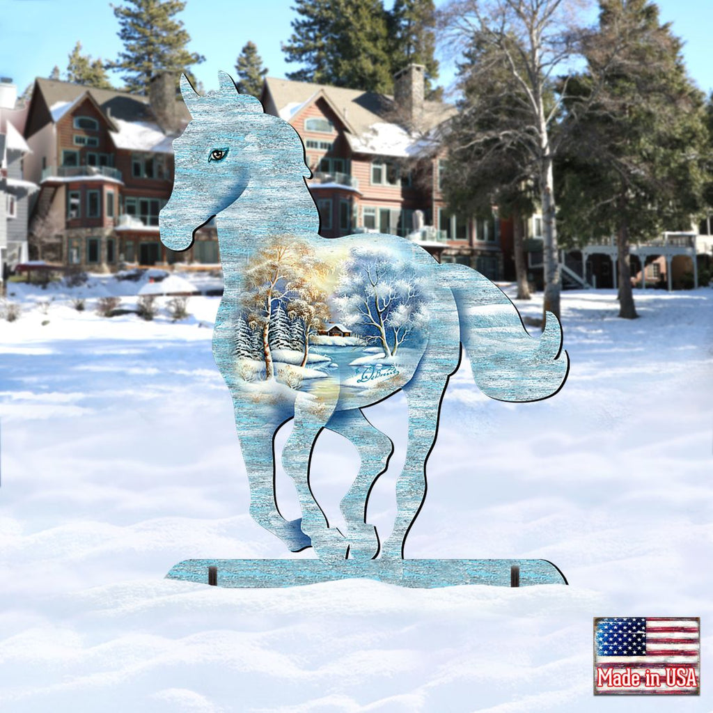 Running Pony Wildlife Outdoor Decor by G. DeBrekht - Wildlife Holiday Decor - 8198155F