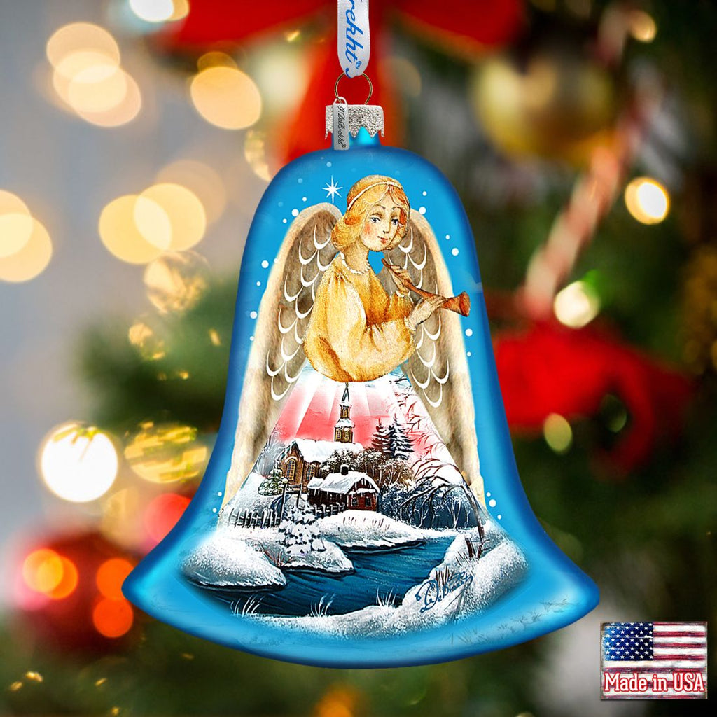 Angel Bell Glass Ornament by G. DeBrekht - Nativity Holiday Decor - 73162