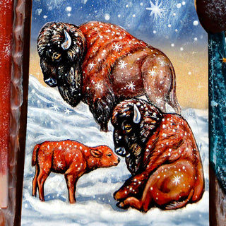 Bison's Family Santa Hand-Painted WOODCARVED Masterpiece Figurine by G. DeBrekht - Christmas Decor - 8201025