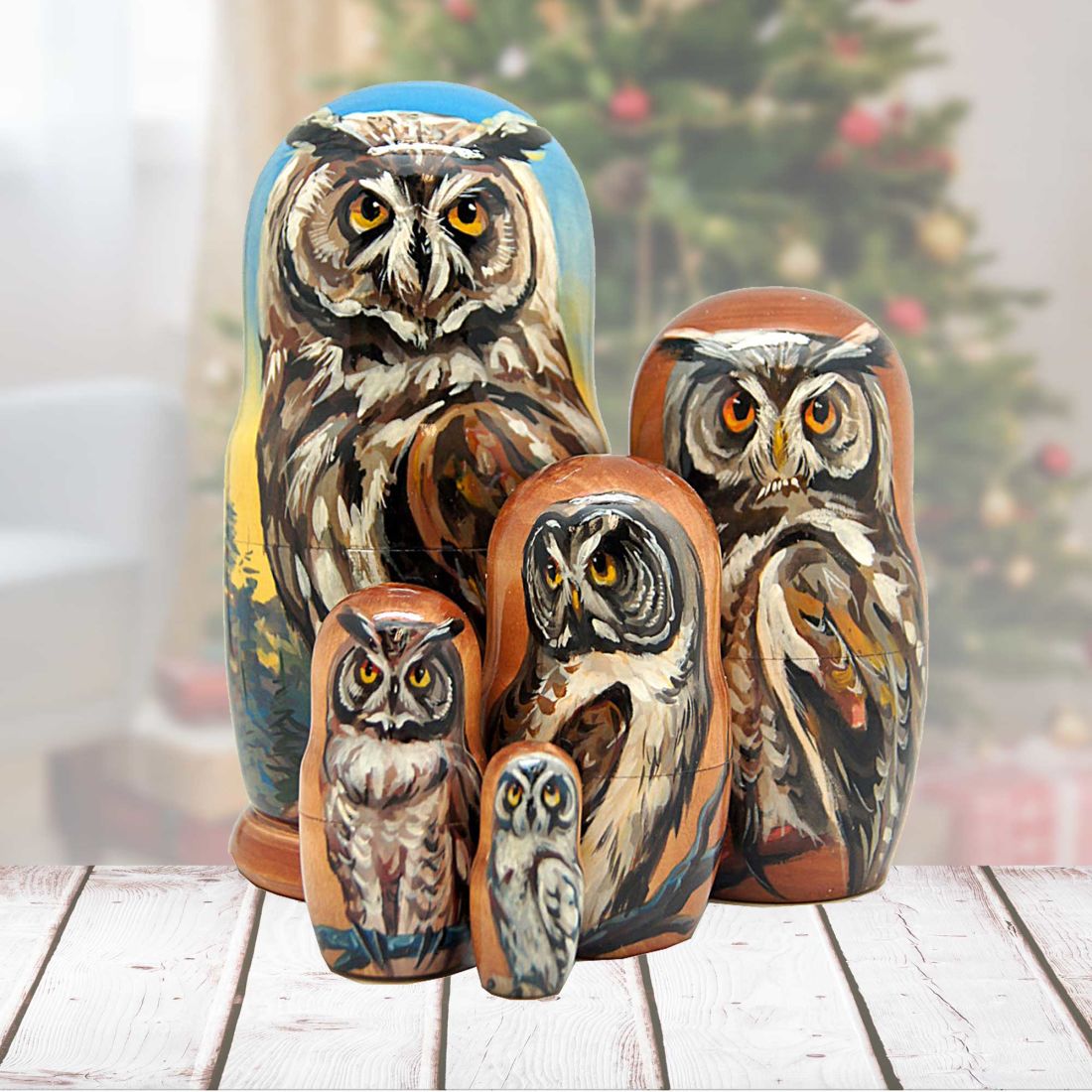 Wise Forest Owl Matreshka Nesting Set of by DeBrekht