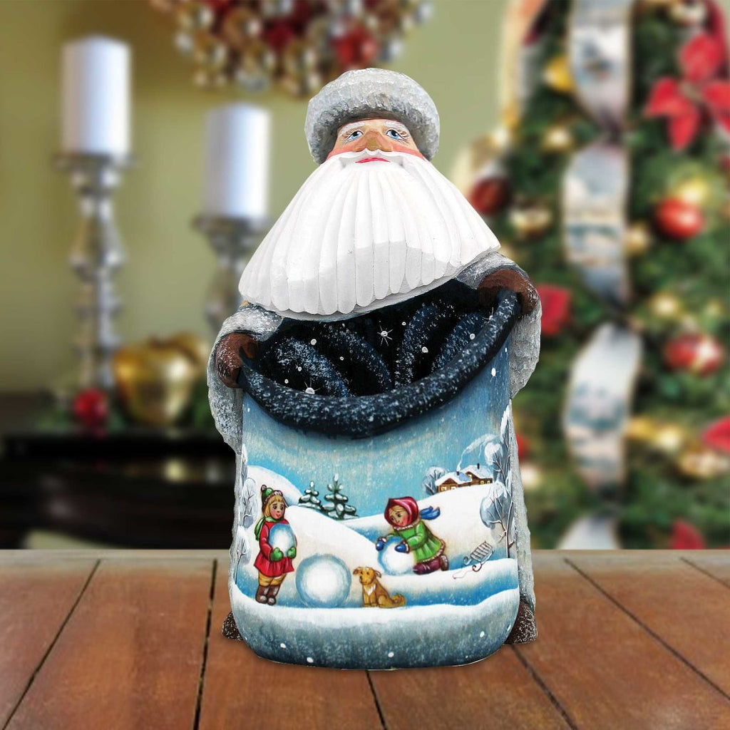 Snow Frolicking Santa Hand-Painted WOODCARVED Masterpiece by G. DeBrekht - Christmas Decor - 8210753 *** PRE-ORDER - Handmade Just for You! ***