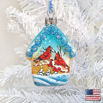 Cardinal House Mercury Glass Ornament by G. DeBrekht - Wildlife Holiday Decor - 739421