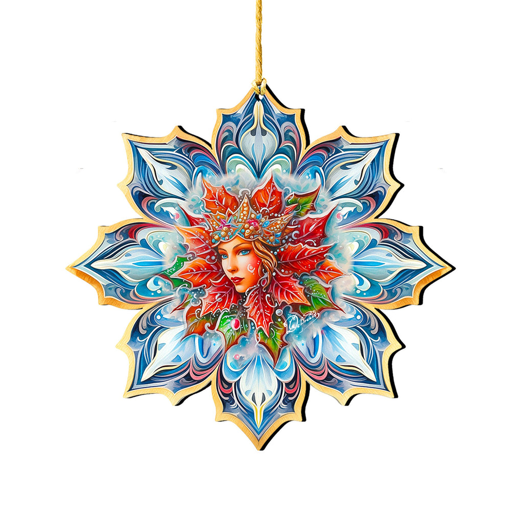 Snow Queen Snowflake Large Wooden Ornaments by G. Debrekht - Christmas Decor - 8688402M