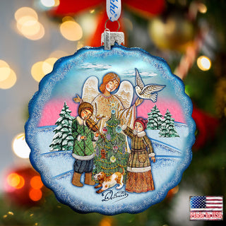 Winter Blessing Flower Glass Ornament by G. DeBrekht - Christmas Santa Snowman Decor - 759-021