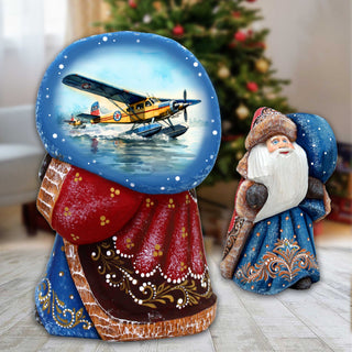 Airplane Santa with Bag Hand-Painted WOODCARVED Masterpiece by G. DeBrekht - Christmas Decor - 8215564