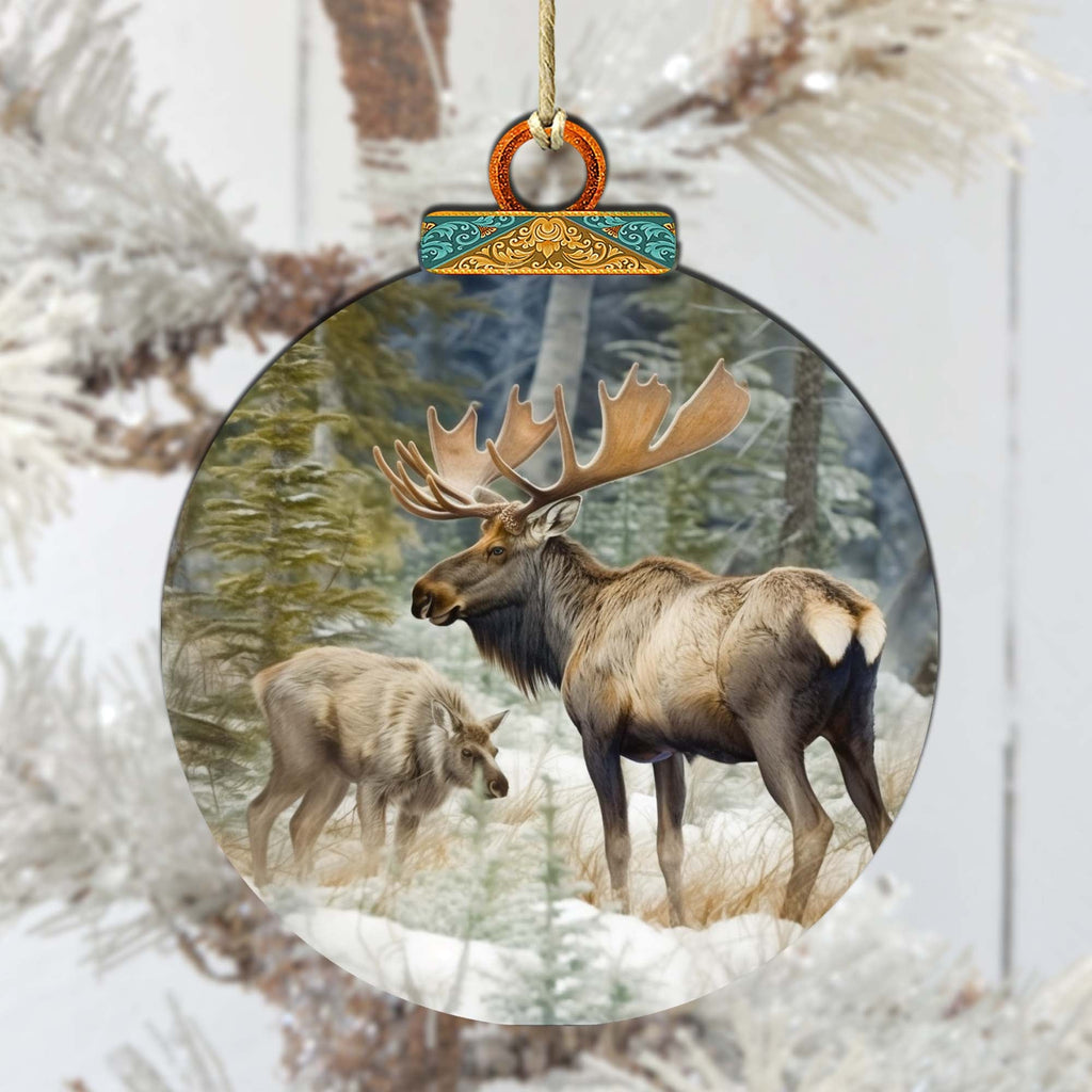Elk in the Wilderness Wooden Ornaments by G.Debrekht - Wildlife Holiday Decor - 870055