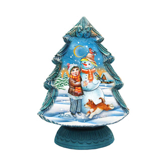 Snowman Secret Surprise Santa Box Handcrafted Christmas Figurine - G. DeBrekht - Christmas Santa Snowman Decor - 517913