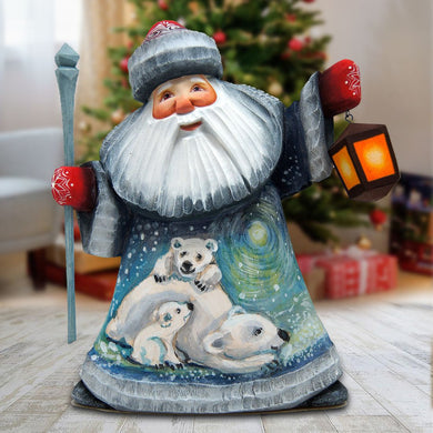 Santa Polar Bear Family Santa Hand-Painted WOODCARVED Figurine by G. DeBrekht - Wildlife Holiday Decor - 8215673 *** PRE-ORDER - Handmade Just for You! ***