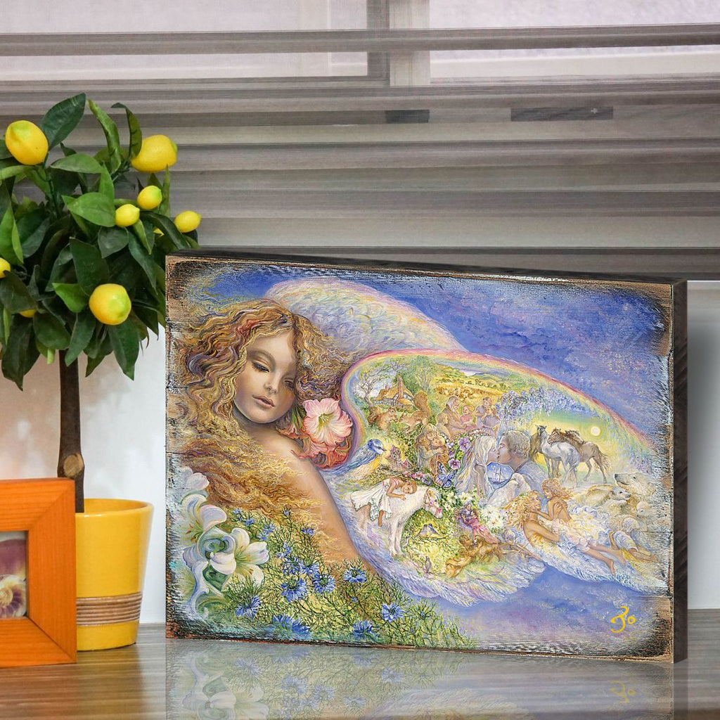 Wings of Love Fantasy Wooden Wall Art by Josephine Wall - Fantasy Decor - 852153-JW