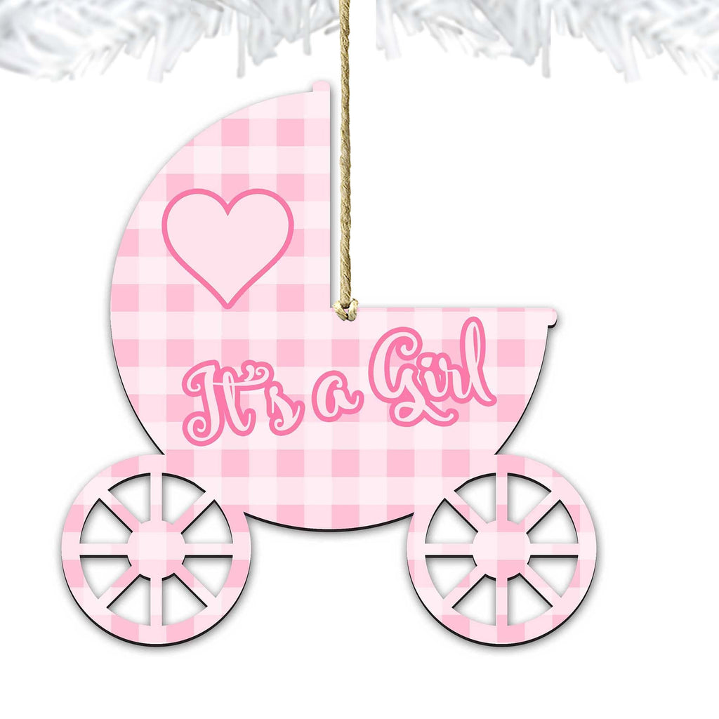 Its A Girl Wooden Ornaments Birthday Decor - Tree Ornament by G. DeBrekht - Christmas Decor - 8114045
