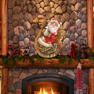 Christmas Goose Santa Christmas Door Decor by G. DeBrekht - Christmas Santa Snowman Decor - 8121633H