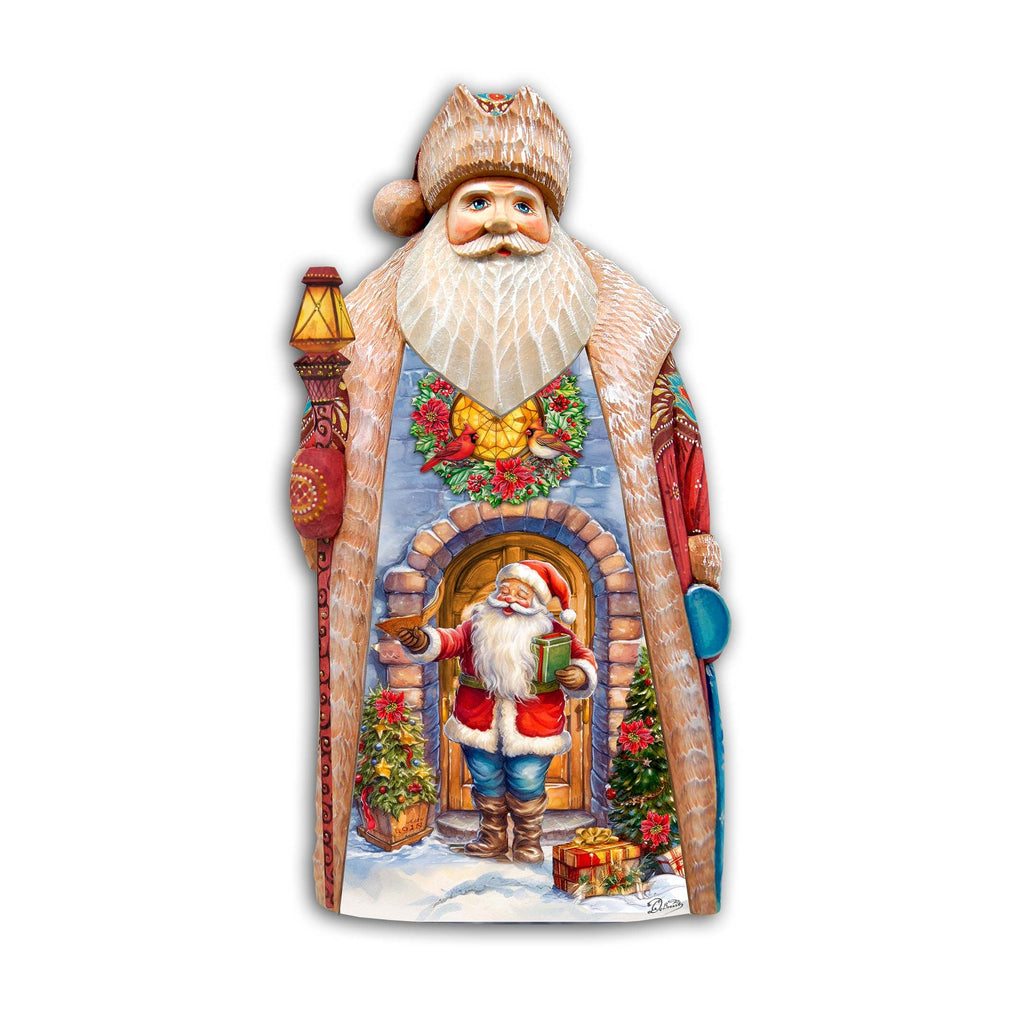 Santa's Surprise Visit Santa Hand-Painted WOODCARVED Masterpiece by G. DeBrekht - Christmas Decor - 210233SE