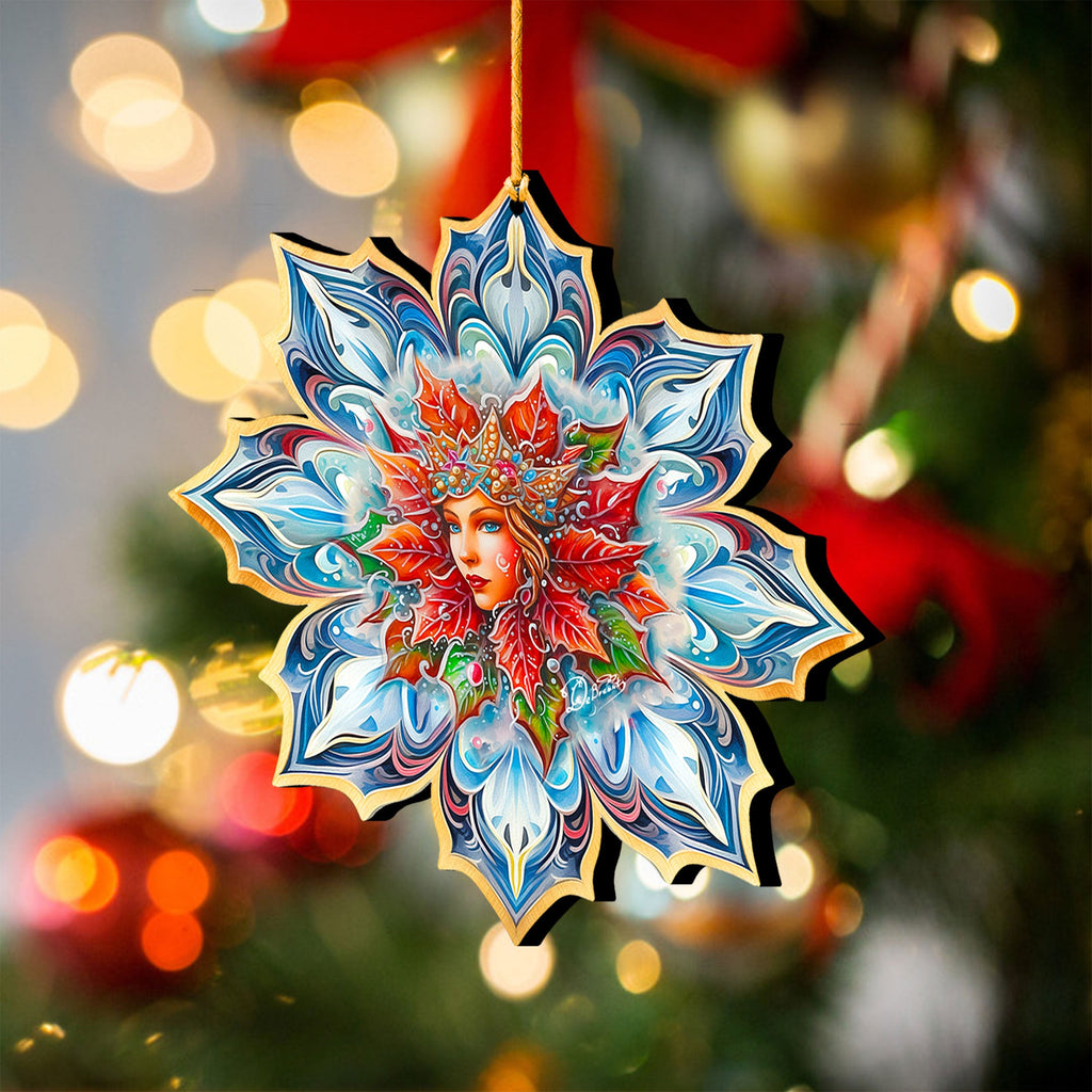 Snow Queen Snowflake Large Wooden Ornaments by G. Debrekht - Christmas Decor - 8688402M