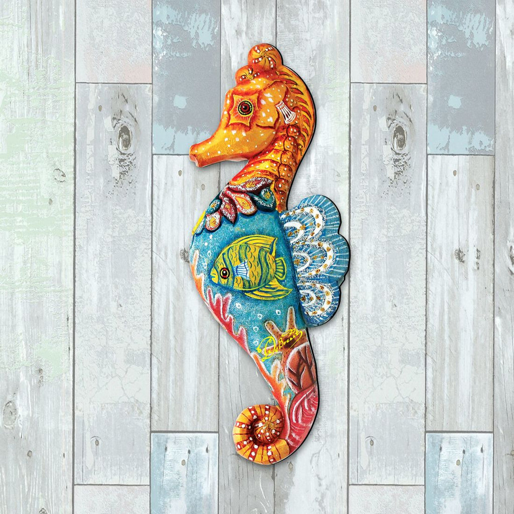 Seahorse Beach House Coastal Door Decor by G. DeBrekht - Coastal Holiday Decor - 8126111H