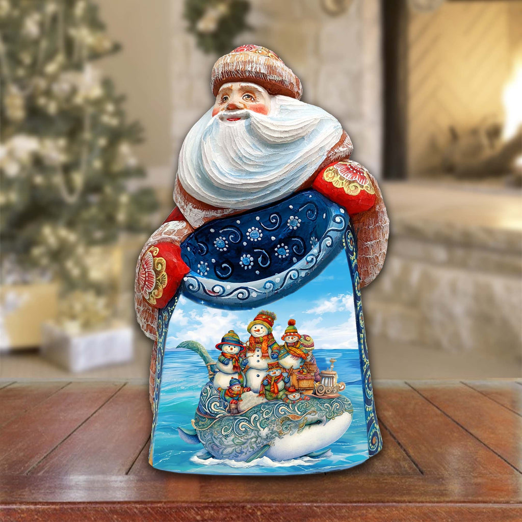 Snowmen Christmas Journey Santa Hand-Painted WOODCARVED Masterpiece Figurine by G. DeBrekht - Christmas Decor - 8203023 *** PRE-ORDER - Handmade Just for You! ***