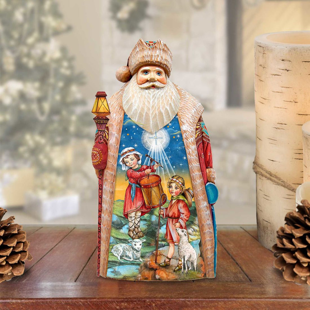 Drummer and Shepherd Nativity Hand-Painted WOODCARVED Masterpiece by G. DeBrekht - Nativity Holiday Decor - 210230SE