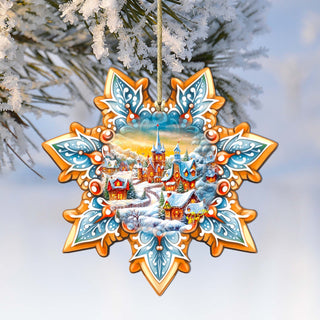 Christmas Night Snowflake Wooden Ornaments by G. Debrekht - Christmas Decor - 8688416