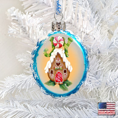 Joy Gingerbread House Mercury Glass Ornament by Jamie Mills-Price - Christmas Santa Snowman Decor - 778211-7507