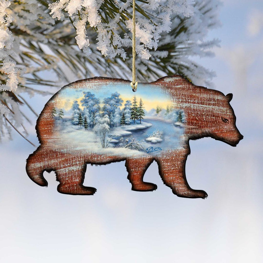 Grizzly Christmas Wooden Ornaments by G. DeBrekht - Wildlife Holiday Decor - 8198214