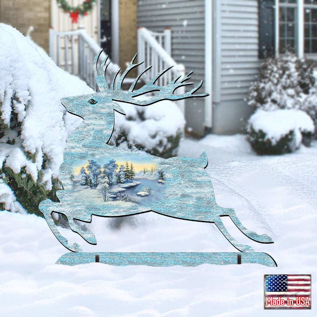 Prancing Deer Wildlife Outdoor Decor by G. DeBrekht - Wildlife Holiday Decor - 8198211-1F