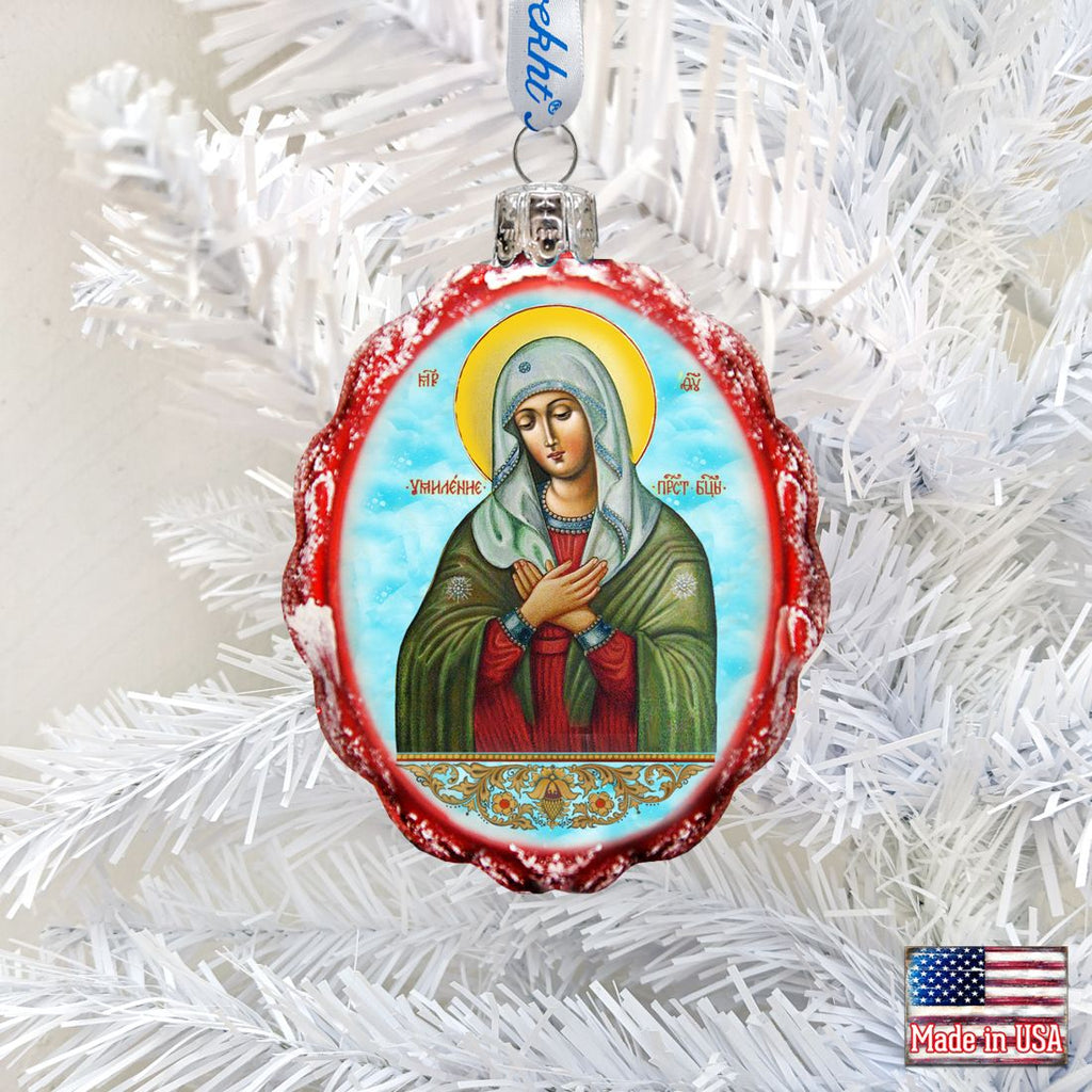 Mother of God Tenderness Mercury Glass Ornament by G. DeBrekht - Nativity Holiday Decor - 772023