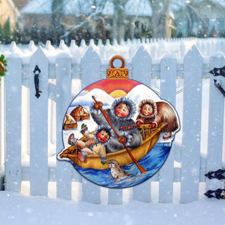 North Pole Santa Christmas Door Decor by G. DeBrekht - Christmas Santa Snowman Decor - 8117418H