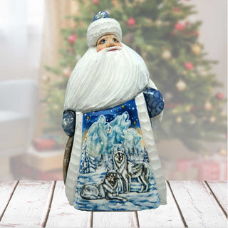 Santa Winter Wolves Hand-Painted WOODCARVED Masterpiece by G. DeBrekht - Wildlife Holiday Decor - 821544