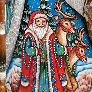 Santa with Goose Hand-Painted WOODCARVED Masterpiece Figurine by G. DeBrekht - Christmas Decor - 821816-2 *** PRE-ORDER - Handmade Just for You! ***