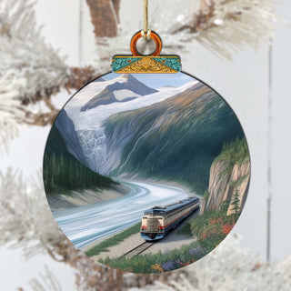 Alaska's Mountain Railway Wooden Ornaments by G.Debrekht - Wildlife Holiday Decor - 870042