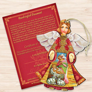 Mary And Joseph Angel Wooden Ornaments by G. DeBrekht - Nativity Holiday Decor - 8154109