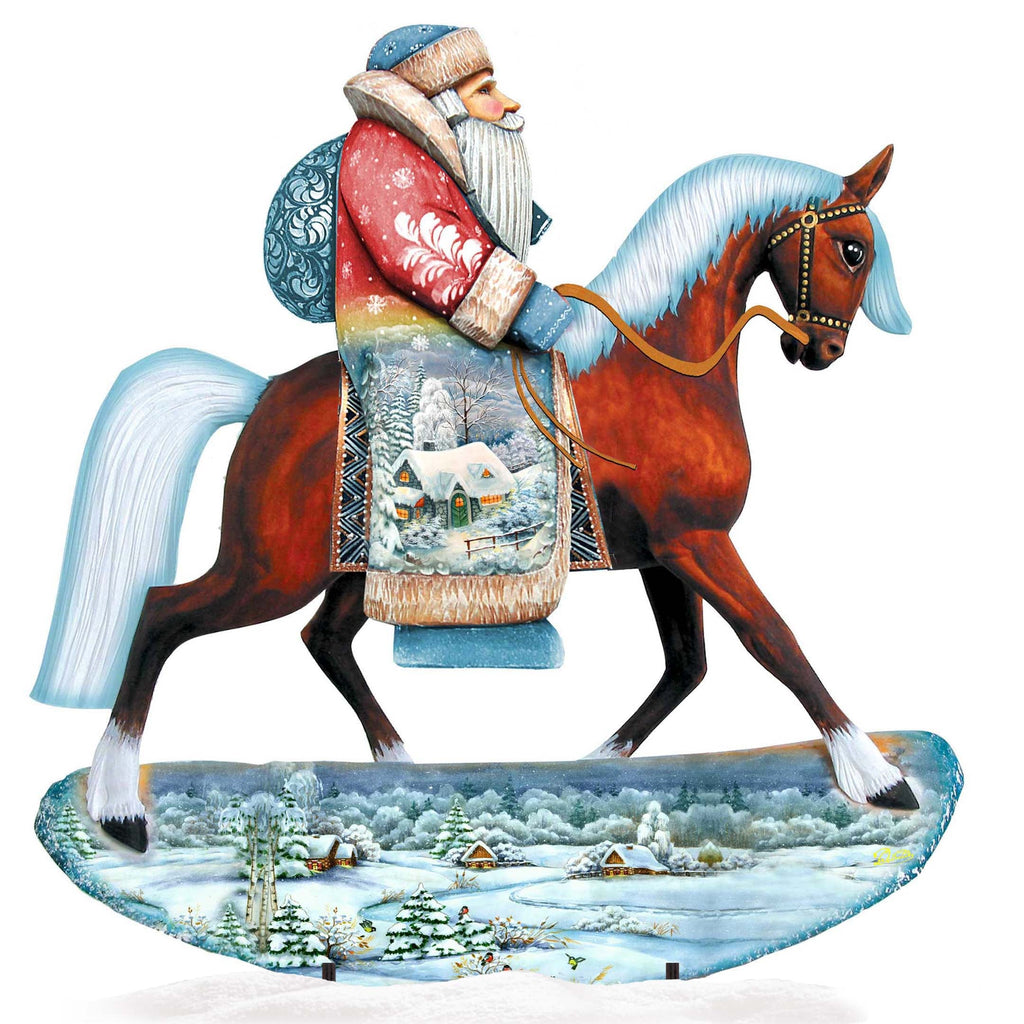 Horsey Santa Christmas Outdoor Yard Sign by G. DeBrekht - Christmas Santa Snowman Decor - 8151121F