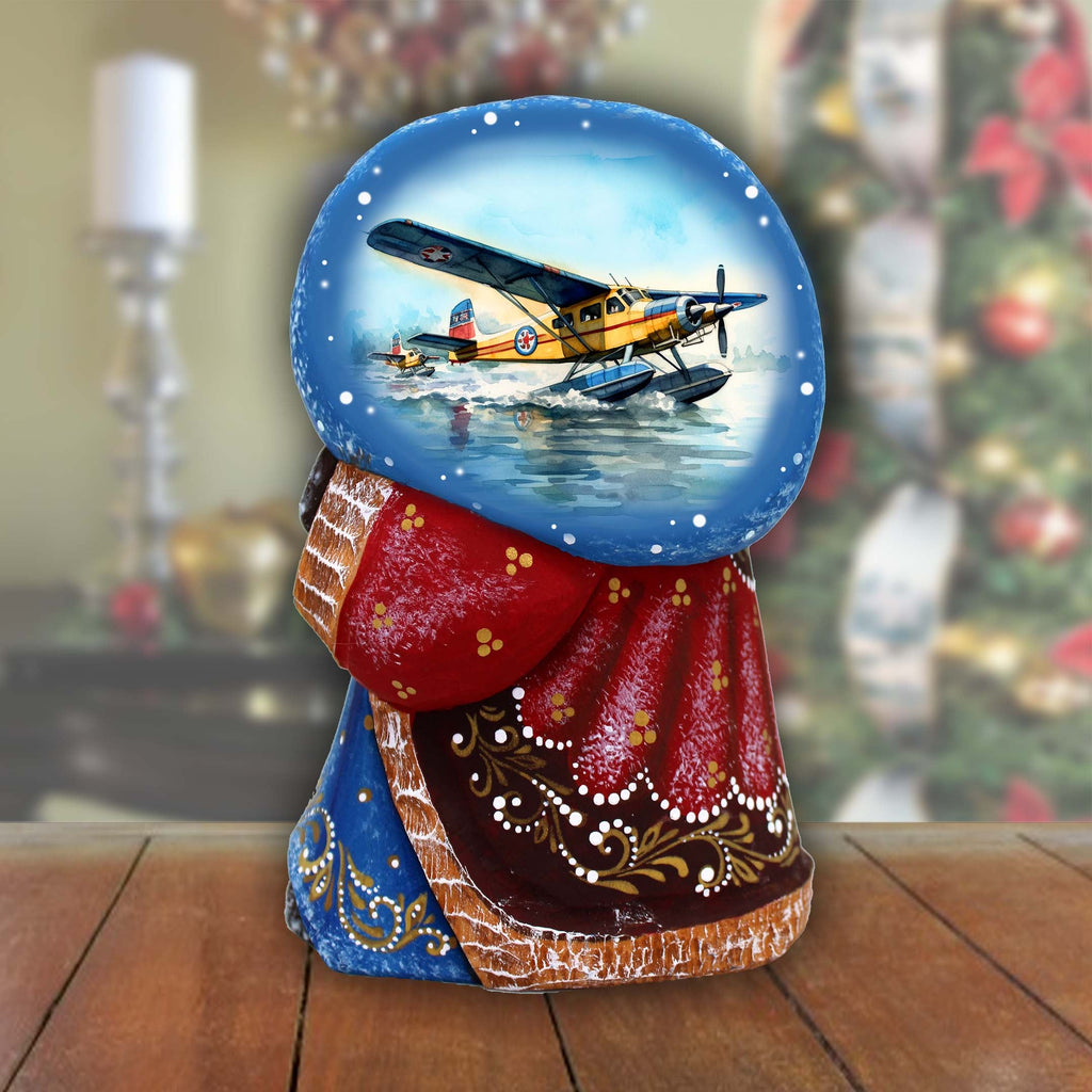 Airplane Santa with Bag Hand-Painted WOODCARVED Masterpiece by G. DeBrekht - Christmas Decor - 8215564