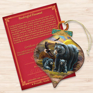 Rising Sun Bears Family Drop Wooden Ornaments by G. DeBrekht - Wildlife Holiday Decor - 8035214