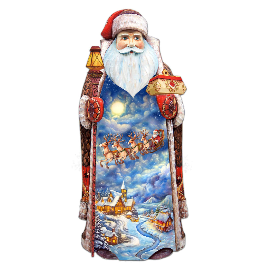 Enchanting Midnight Journey Hand-Painted WOODCARVED Masterpiece Figurine by G. DeBrekht - Santa Snowman Christmas Decor - 215869