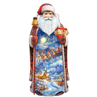 Enchanting Midnight Journey Hand-Painted WOODCARVED Masterpiece Figurine by G. DeBrekht - Santa Snowman Christmas Decor - 215869