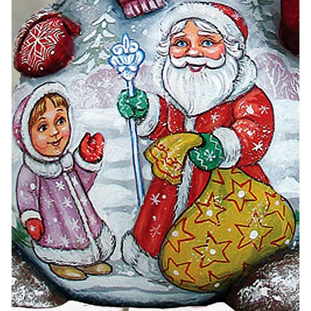 Snowman with Santa Hand-Painted WOODCARVED Masterpiece by G. DeBrekht - Christmas Santa Snowman Decor - 8215892 *** PRE-ORDER - Handmade Just for You! ***