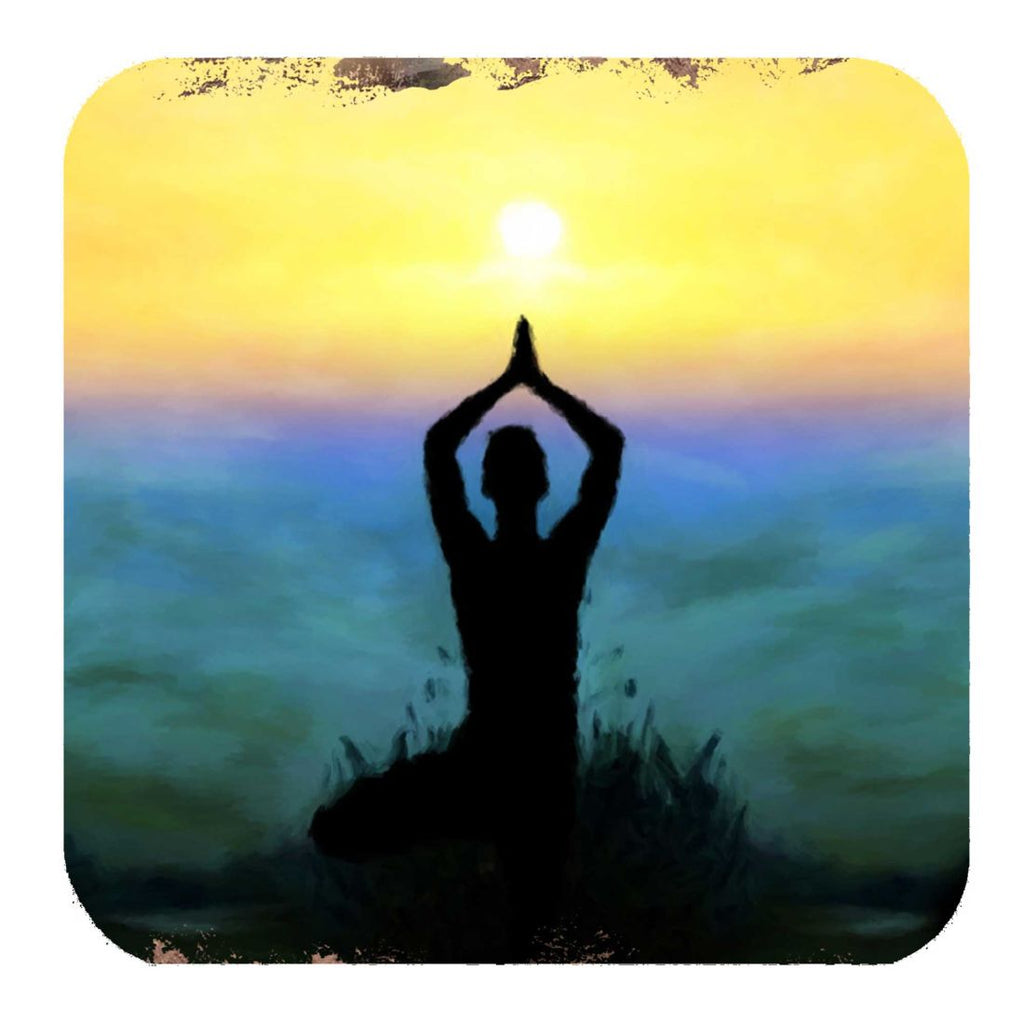 Yoga Wooden Cork Coasters Gift Set of 4 by Nature Wonders - Nature Wildlife Decor  - 95385C-S4
