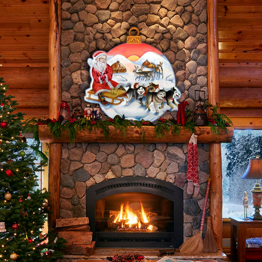 Northern Light Santa Christmas Door Decor by G. DeBrekht - Christmas Santa Snowman Decor - 8117419H