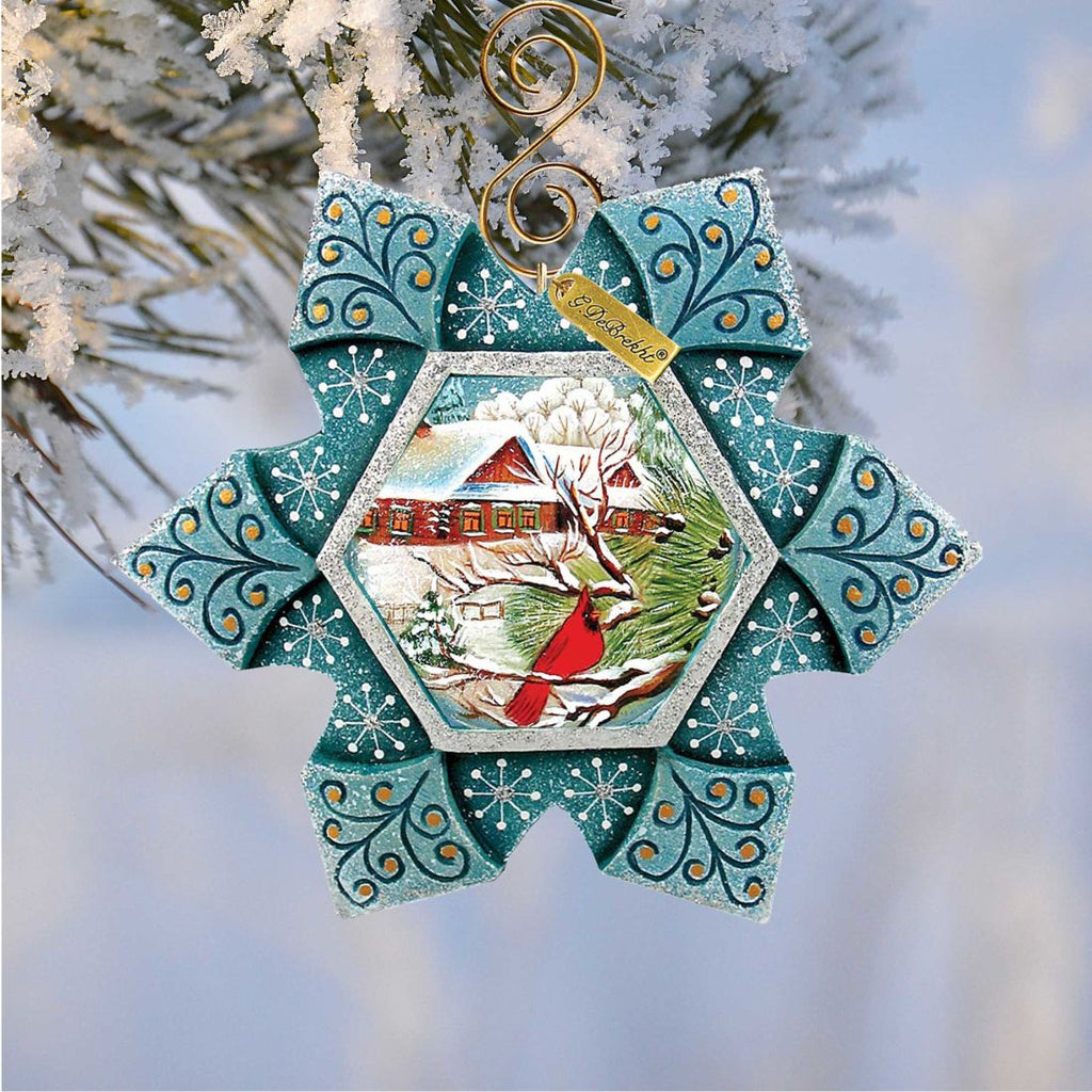 Cardinal Snowfall Sculpted Hand-Painted Christmas Ornament by G. DeBrekht - Wildlife Holiday Decor - 6102180