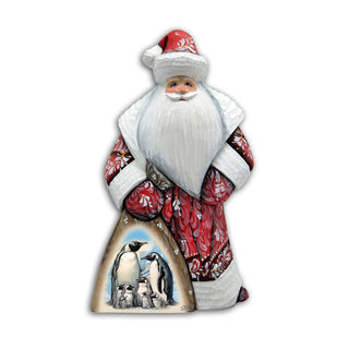Penguin's Family Santa in Red Hand-Painted WOODCARVED Masterpiece by G. DeBrekht - Christmas Decor - 8214822